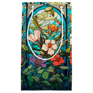 Kleurrijke glazen bloemenboog Art Nouveau cadeauta Klein Cadeauzakje