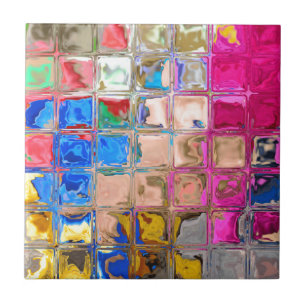 Kleurrijke glazen blokken textuur tegeltje