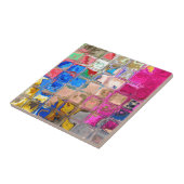 Kleurrijke glazen blokken textuur tegeltje (Zijkant)