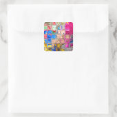 Kleurrijke glazen blokken textuur vierkante sticker (Tas)