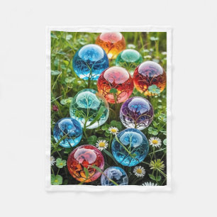 Kleurrijke glazen bollen in klavergras fleece deke deken