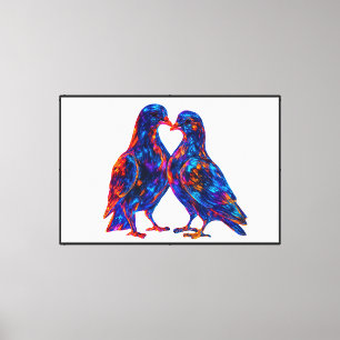 Kleurrijke glazen duiven - Neon Bird Canvas Afdruk