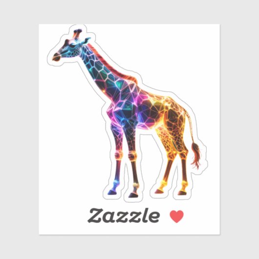 Kleurrijke Glazen Giraf Sticker (Vel)