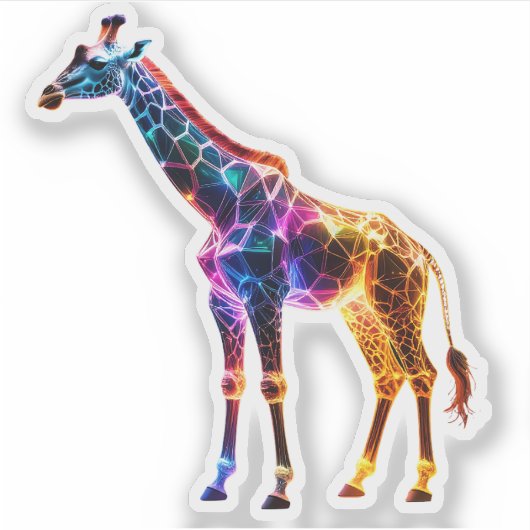 Kleurrijke Glazen Giraf Sticker (Voorkant)