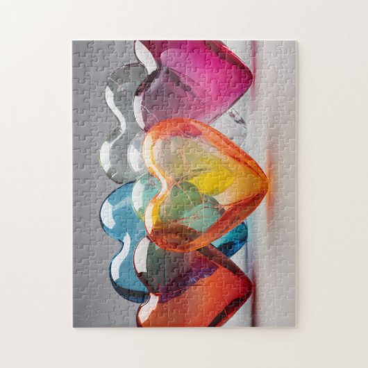 Kleurrijke glazen harten legpuzzel (Verticaal)