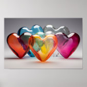 Kleurrijke glazen harten poster (Voorkant)