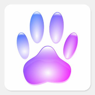 Kleurrijke Glazen Hond Paw Print Vierkante Sticker