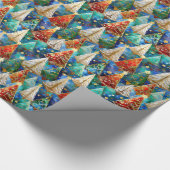 Kleurrijke Glazen in lood kerstbomen Cadeaupapier (Hoek)