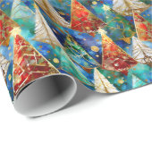 Kleurrijke Glazen in lood kerstbomen Cadeaupapier (Rol Hoek)