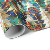 Kleurrijke Glazen in lood kerstbomen Cadeaupapier (Rol Hoek)