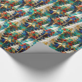 Kleurrijke Glazen in lood kerstbomen Cadeaupapier (Hoek)