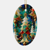 Kleurrijke Glazen in lood kerstbomen Keramisch Ornament (Rechts)