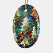 Kleurrijke Glazen in lood kerstbomen Keramisch Ornament (Links)