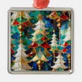 Kleurrijke Glazen in lood kerstbomen Metalen Ornament (Voorkant)