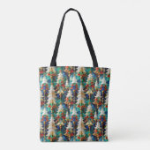 Kleurrijke Glazen in lood kerstbomen Tote Bag (Achterkant)