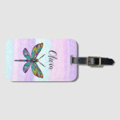 Kleurrijke Glazen in lood libellen vleugels Bagagelabel (Voorkant (horizontaal))