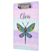 Kleurrijke Glazen in lood libellen vleugels Klembord (Links)