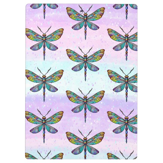 Kleurrijke Glazen in lood libellen vleugels Klembord (Achterkant)