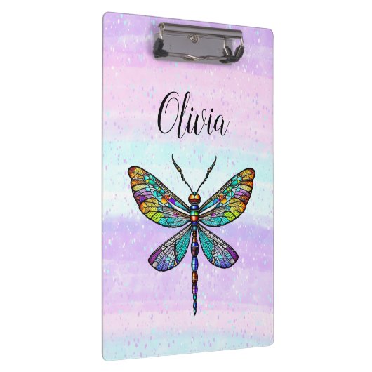 Kleurrijke Glazen in lood libellen vleugels Klembord (Rechts)