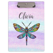 Kleurrijke Glazen in lood libellen vleugels Klembord (Voorkant)