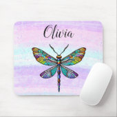 Kleurrijke Glazen in lood libellen vleugels Muismat (Met muis)