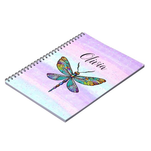 Kleurrijke Glazen in lood libellen vleugels Notitieboek (Linkerzijde)