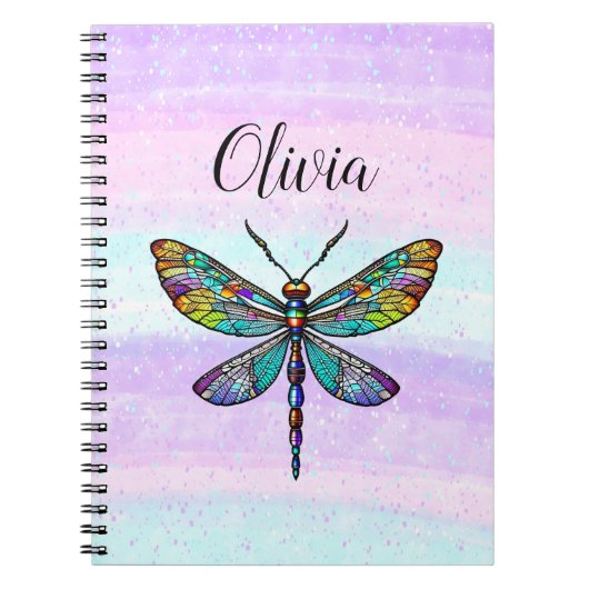 Kleurrijke Glazen in lood libellen vleugels Notitieboek (Voorkant)