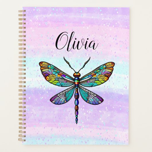 Kleurrijke Glazen in lood libellen vleugels Planner (Voorkant)