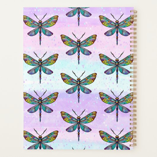 Kleurrijke Glazen in lood libellen vleugels Planner (Achterkant)