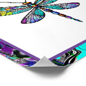 Kleurrijke Glazen in lood libellen vleugels Poster (Hoek)