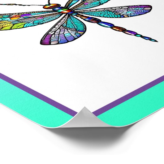Kleurrijke Glazen in lood libellen vleugels Poster (Hoek)