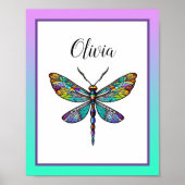 Kleurrijke Glazen in lood libellen vleugels Poster (Voorkant)