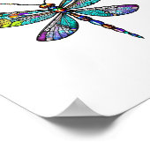 Kleurrijke Glazen in lood libellen vleugels Poster (Hoek)