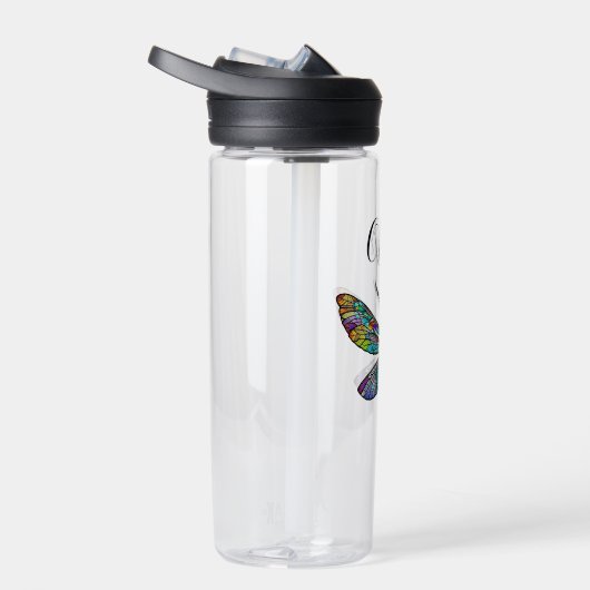 Kleurrijke Glazen in lood libellen vleugels Waterfles (Rechts)