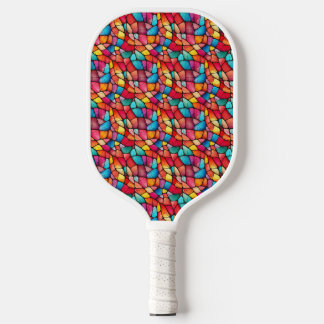 Kleurrijke Glazen in lood Patroon achtergrond Pickleball Paddle