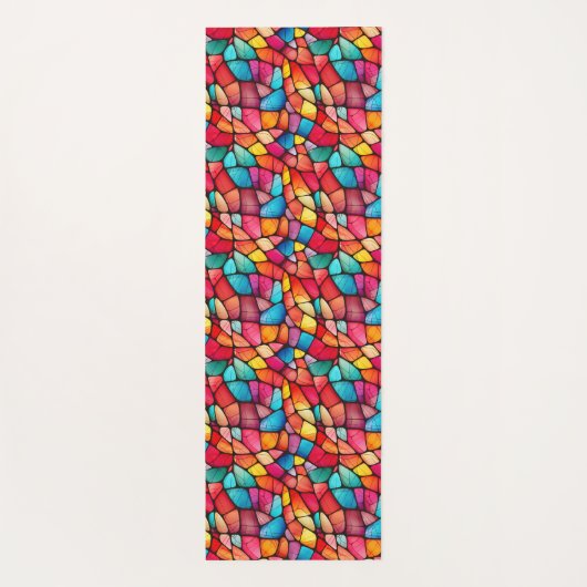Kleurrijke Glazen in lood Patroon achtergrond Yogamat (Achterkant)