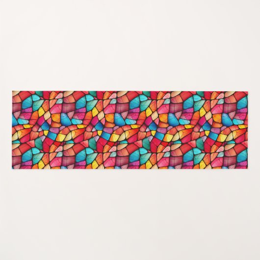 Kleurrijke Glazen in lood Patroon achtergrond Yogamat (Voorkant (horizontaal))