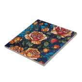 Kleurrijke Glazen in lood Rozen Botanisch Tegeltje (Zijkant)