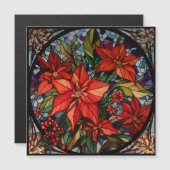 Kleurrijke Glazen in lood stijl Poinsettias & Holl (Voorkant / Achterkant)