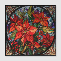 Kleurrijke Glazen in lood stijl Poinsettias & Holl