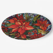 Kleurrijke Glazen in lood stijl Poinsettias & Holl Papieren Bordje (Gekanteld)