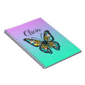 Kleurrijke Glazen in lood vlinder gepersonaliseerd Notitieboek (Rechterzijde)
