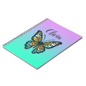 Kleurrijke Glazen in lood vlinder gepersonaliseerd Notitieboek (Linkerzijde)