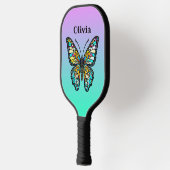 Kleurrijke Glazen in lood vlinder gepersonaliseerd Pickleball Paddle (Links)