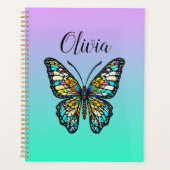 Kleurrijke Glazen in lood vlinder gepersonaliseerd Planner (Voorkant)