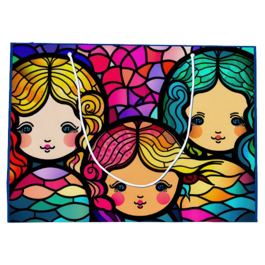 Kleurrijke Glazen in lood zeemeerminnen Groot Cadeauzakje (Achterkant)