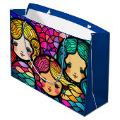 Kleurrijke Glazen in lood zeemeerminnen Groot Cadeauzakje (Achterkant Gekanteld)