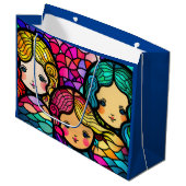Kleurrijke Glazen in lood zeemeerminnen Groot Cadeauzakje (Voorkant Gekanteld)