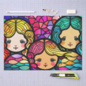 Kleurrijke Glazen in lood zeemeerminnen Tissuepapier (Craft)