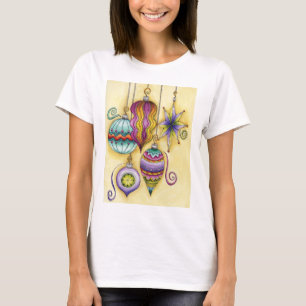 Kleurrijke glazen kerstversieringen t-shirt